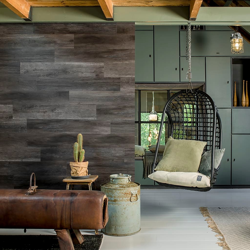 WallArt Wood Look Planks Barnwood Oak Charcoal Black 8 WallArt Wood Look Planks Barnwood Oak Charcoal Black